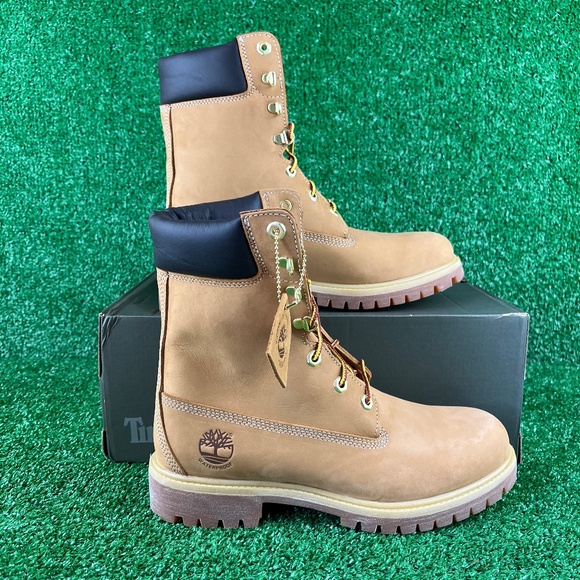 NEW Timberland 8" Inch Premium Waterproof Wheat Nubuck Lace Up Boots Mens - Picture 1 of 6